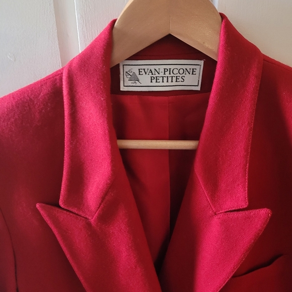 Evan Picone Red Wool Blazer Double Breasted Union Made in USA Size 8 Petite Vtg - Picture 5 of 8